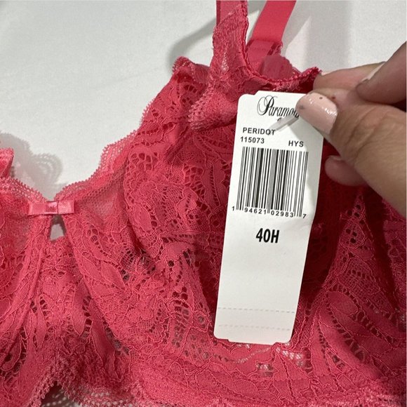 NWT Paramour‎ [ 40H ] Peridot Unlined Lace Bra in Honeysuckle Pink - Picture 7 of 16